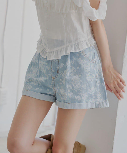 Chico 花卉印花 牛仔短褲