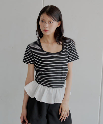 下襬對接小T-shirt