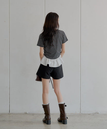 下襬對接小T-shirt