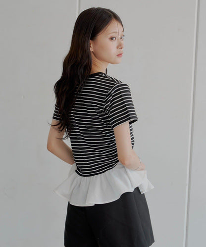 下襬對接小T-shirt