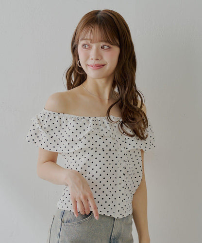 前開襟褶邊設計襯衫