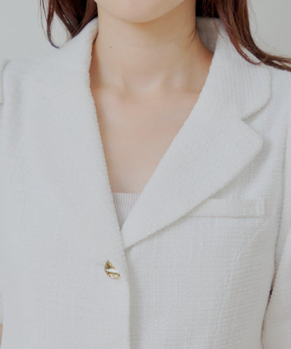 Chico 泡泡袖短款粗花呢夾克