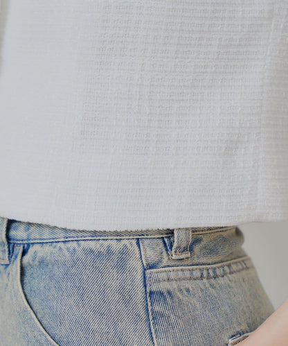 Chico 泡泡袖短款粗花呢夾克