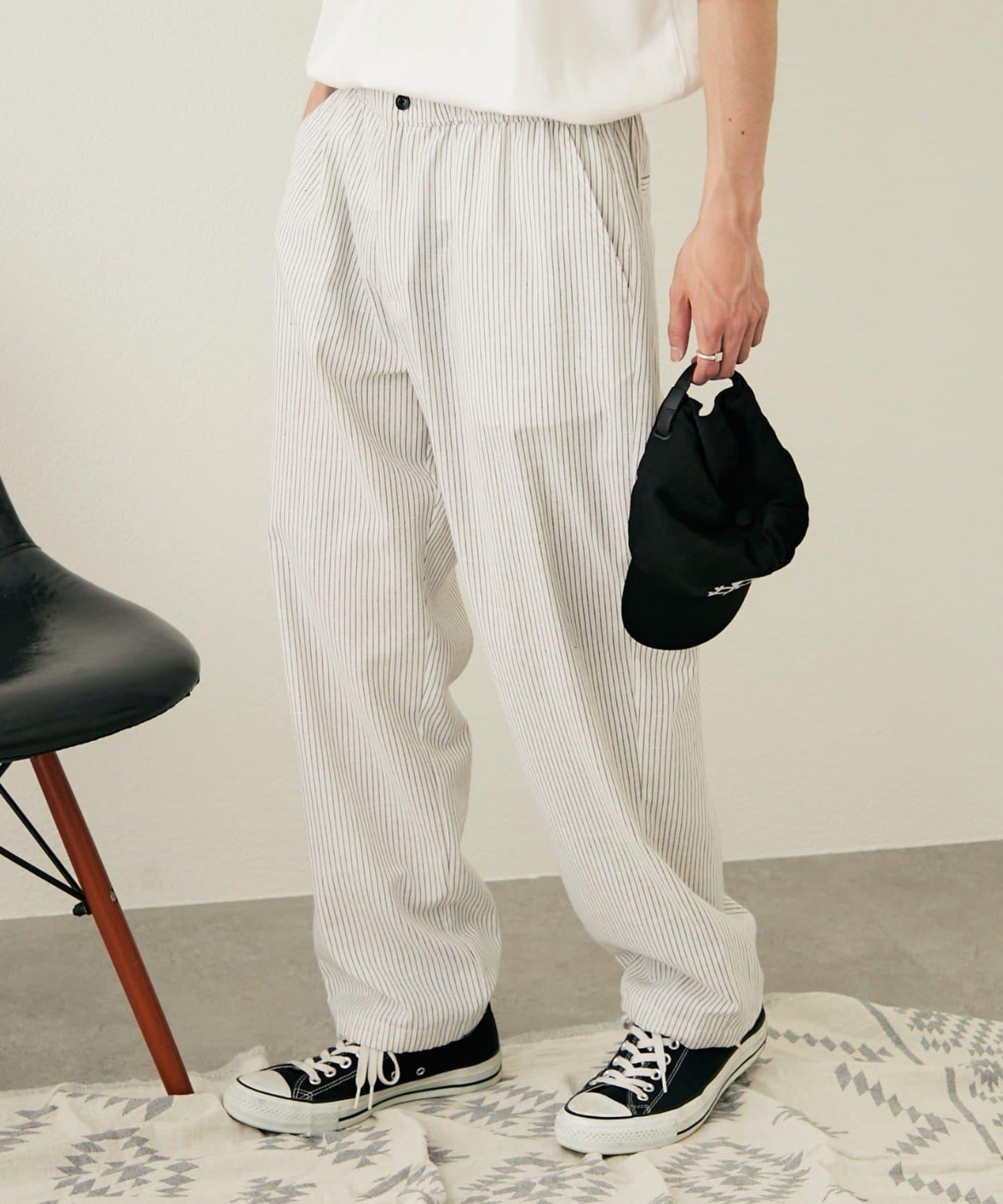 【CIAOPANIC TYPY】棉質寬鬆條紋褲