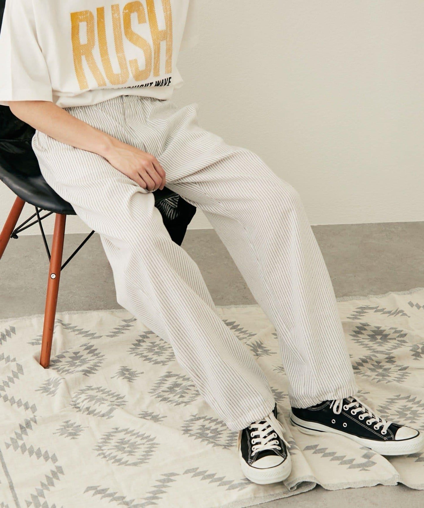 【CIAOPANIC TYPY】棉質寬鬆條紋褲