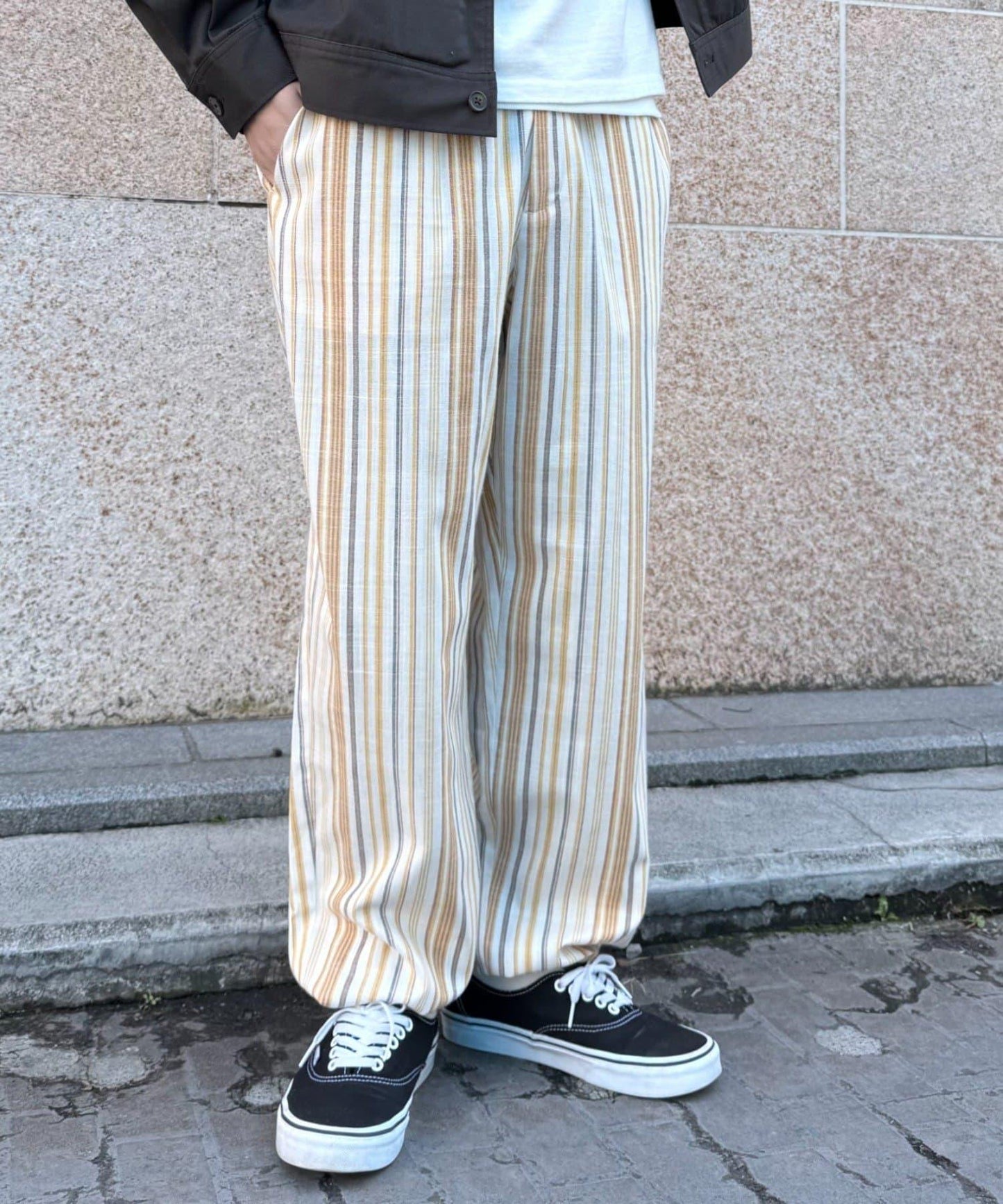 【CIAOPANIC TYPY】棉質寬鬆條紋褲