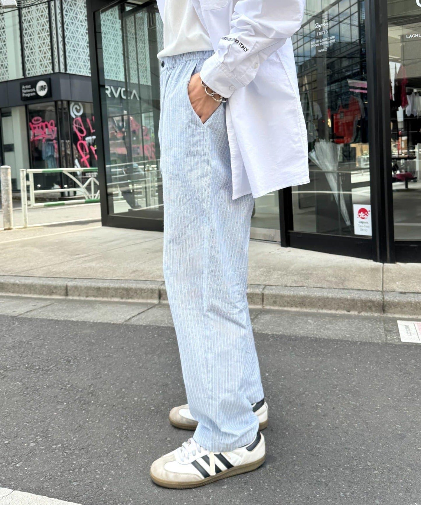 【CIAOPANIC TYPY】棉質寬鬆條紋褲