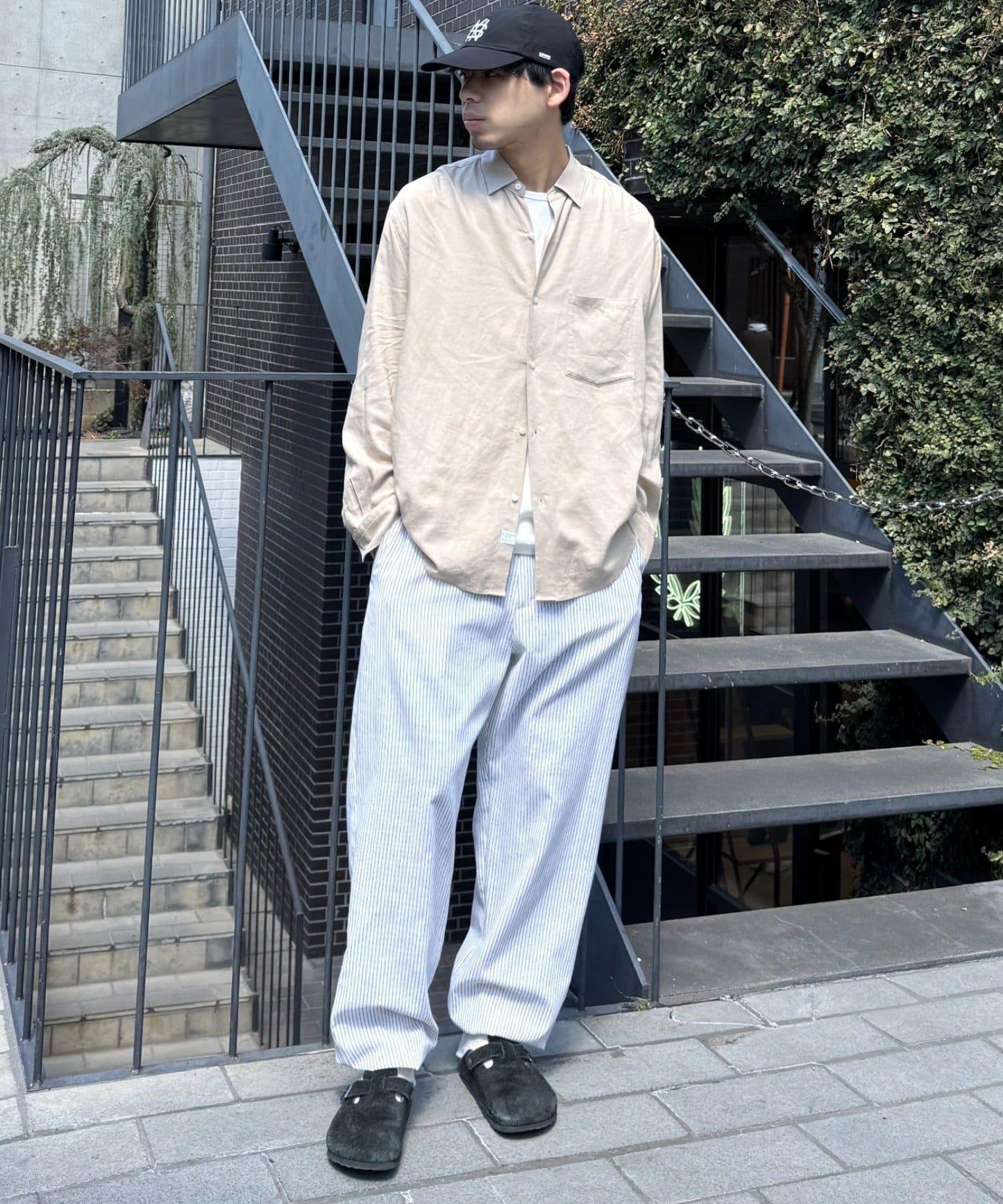 【CIAOPANIC TYPY】棉質寬鬆條紋褲