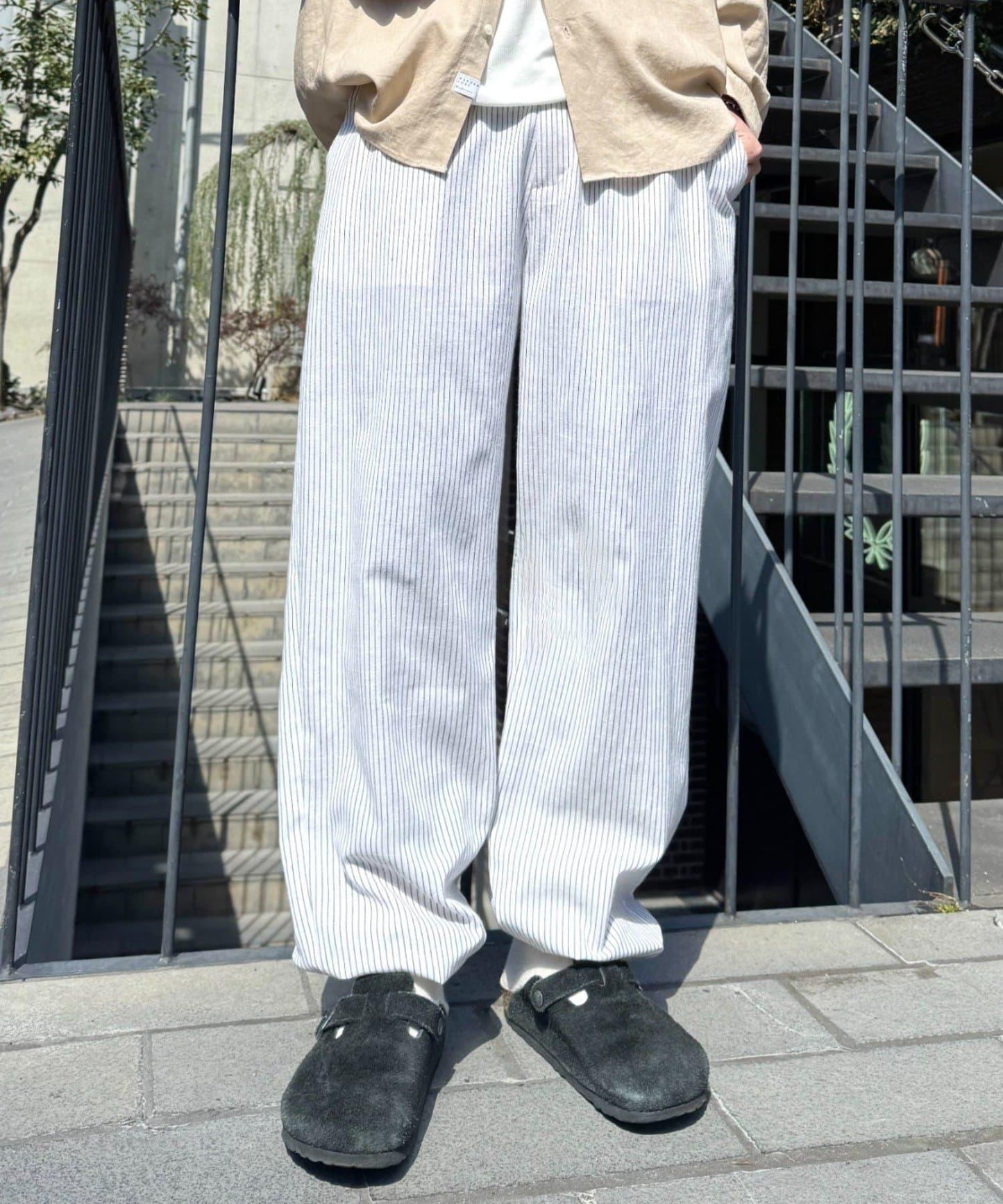 【CIAOPANIC TYPY】棉質寬鬆條紋褲