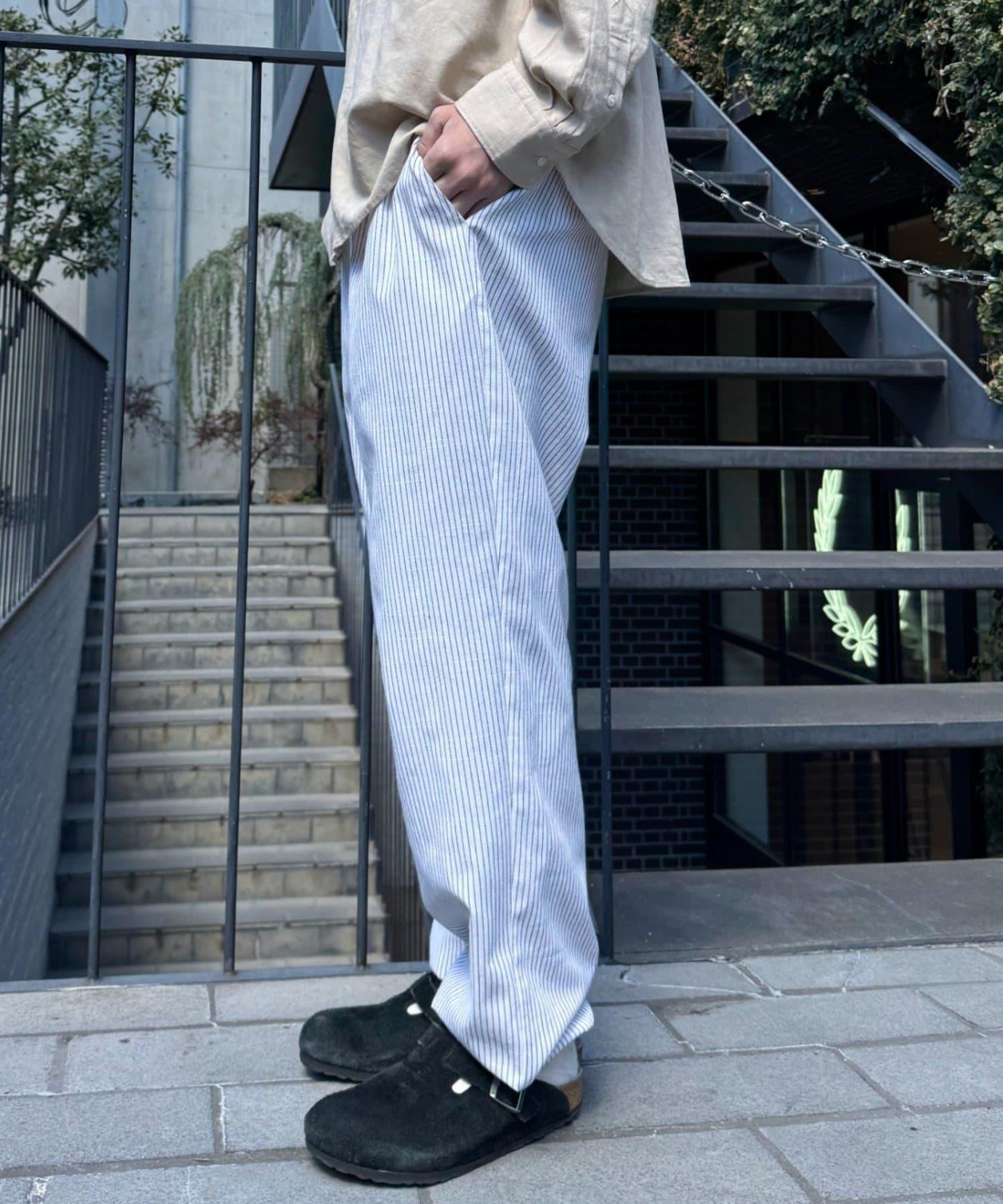 【CIAOPANIC TYPY】棉質寬鬆條紋褲