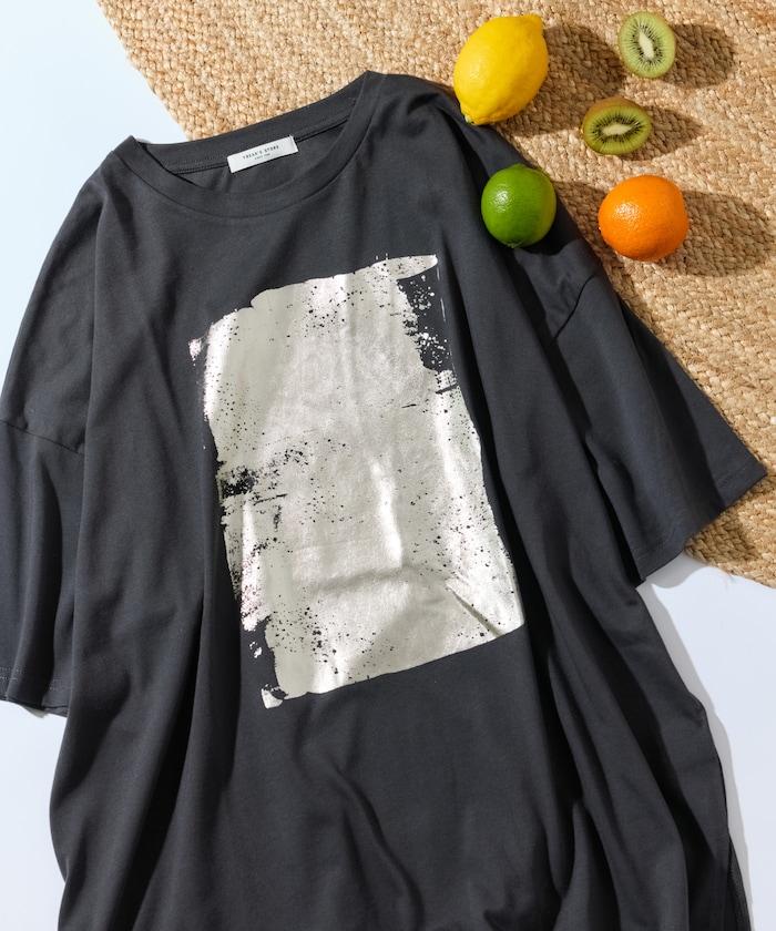 箔印圖案 大尺寸 短袖襯衫