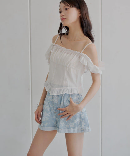 花印牛仔短褲