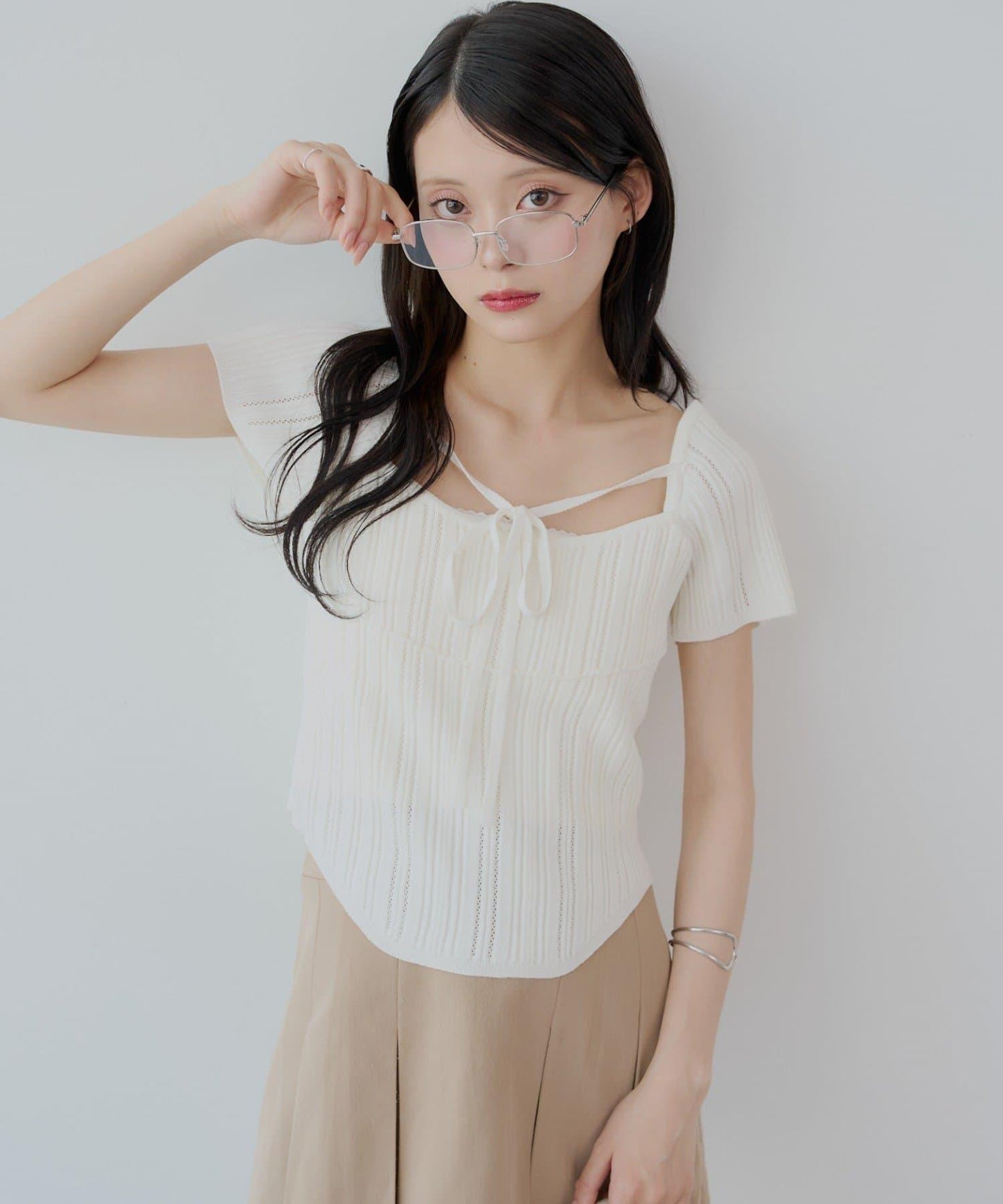 【Chico】鉤花設計開衫編織針織衫