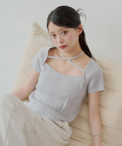 【Chico】鉤花設計開衫編織針織衫