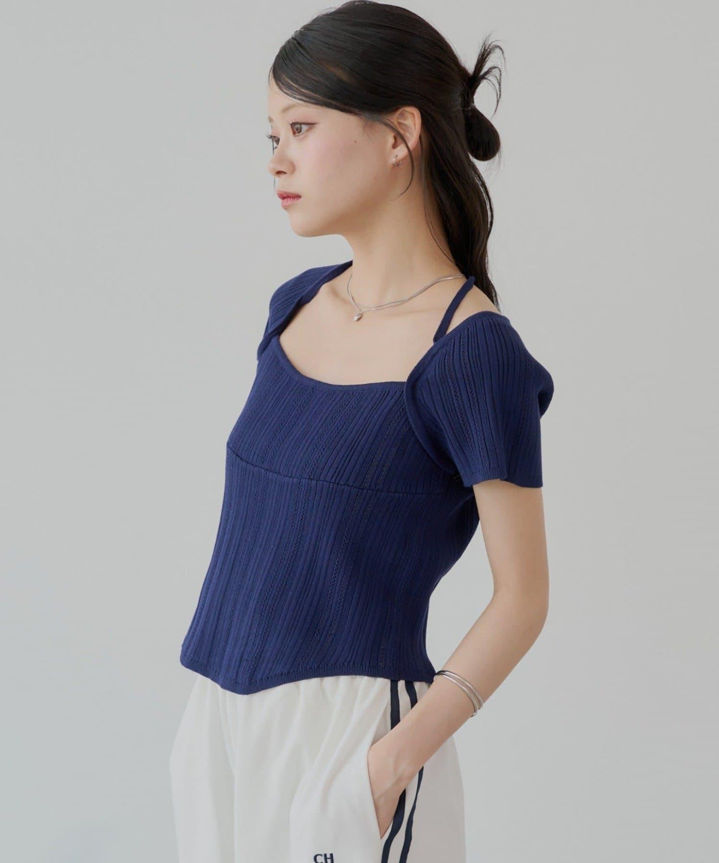 【Chico】鉤花設計開衫編織針織衫