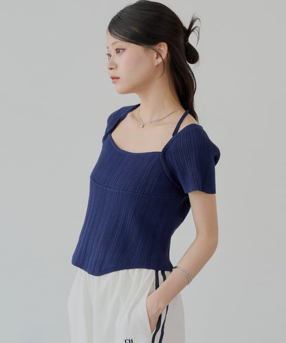 【Chico】鉤花設計開衫編織針織衫