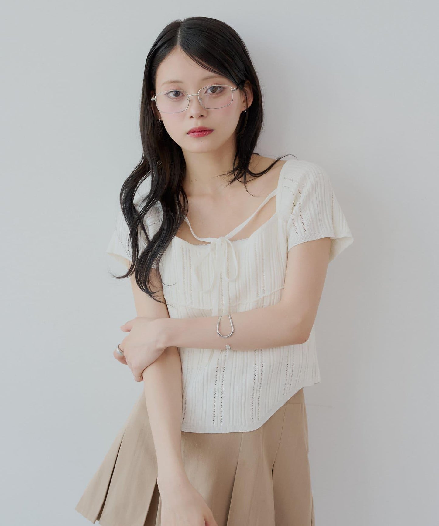 【Chico】鉤花設計開衫編織針織衫