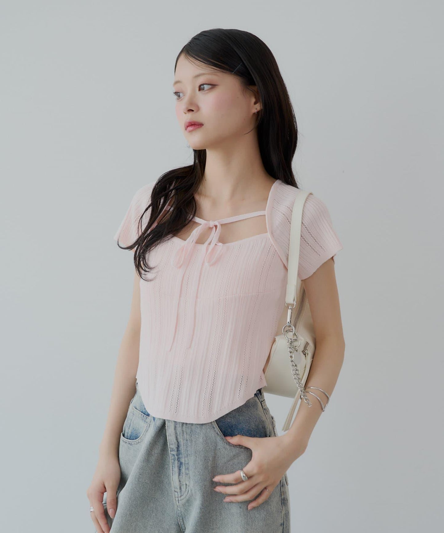 【Chico】鉤花設計開衫編織針織衫