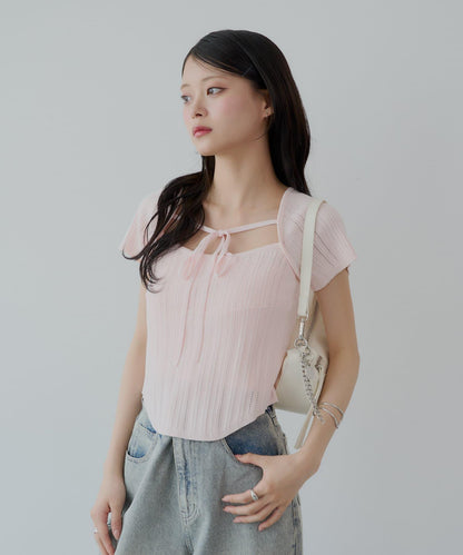 【Chico】鉤花設計開衫編織針織衫