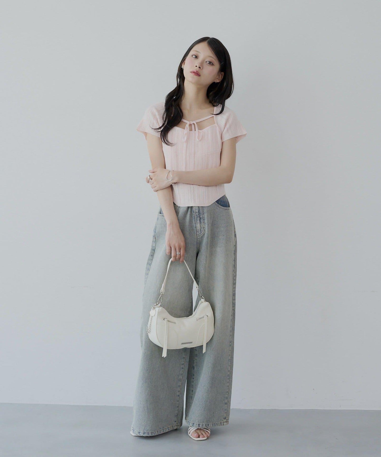 【Chico】鉤花設計開衫編織針織衫