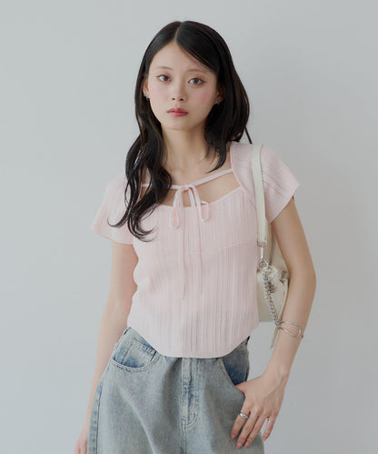 【Chico】鉤花設計開衫編織針織衫