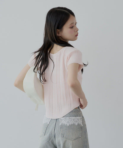 【Chico】鉤花設計開衫編織針織衫