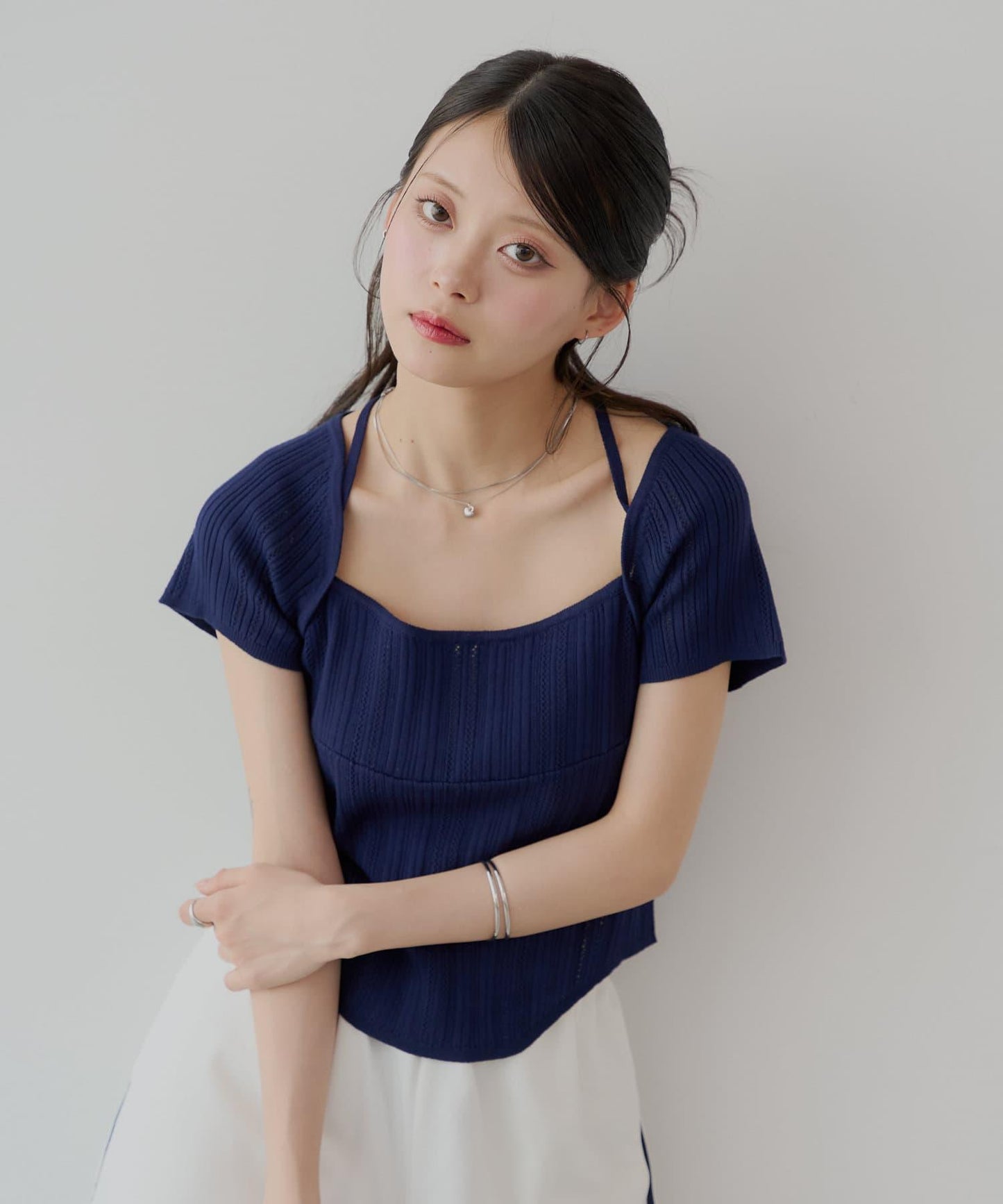 【Chico】鉤花設計開衫編織針織衫