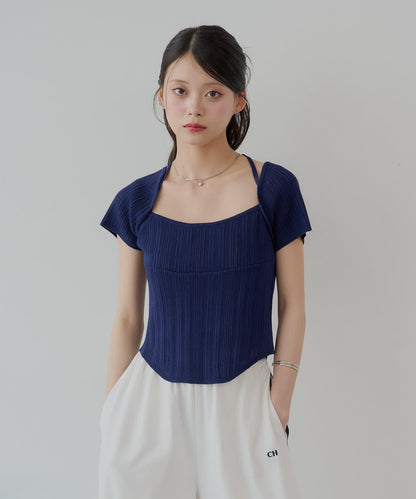 【Chico】鉤花設計開衫編織針織衫