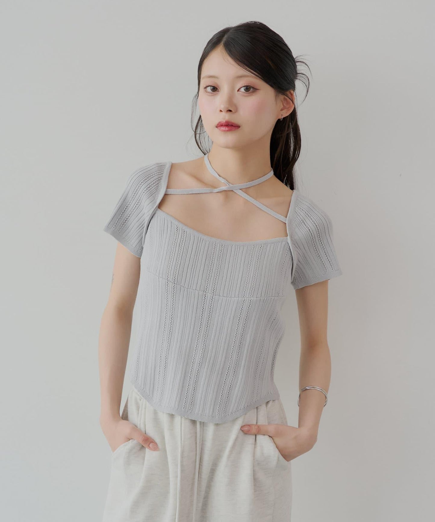 【Chico】鉤花設計開衫編織針織衫