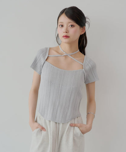 【Chico】鉤花設計開衫編織針織衫