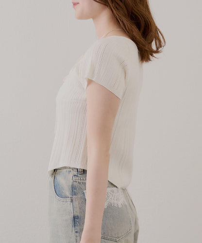 【Chico】鉤花設計開衫編織針織衫