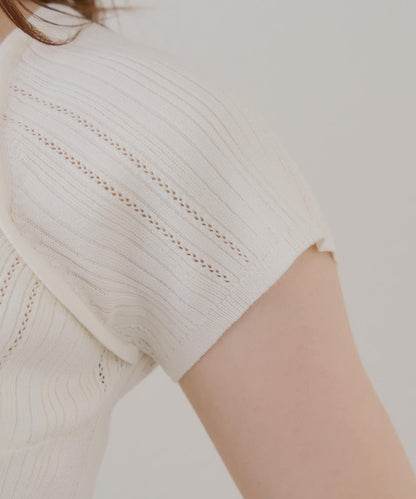 【Chico】鉤花設計開衫編織針織衫