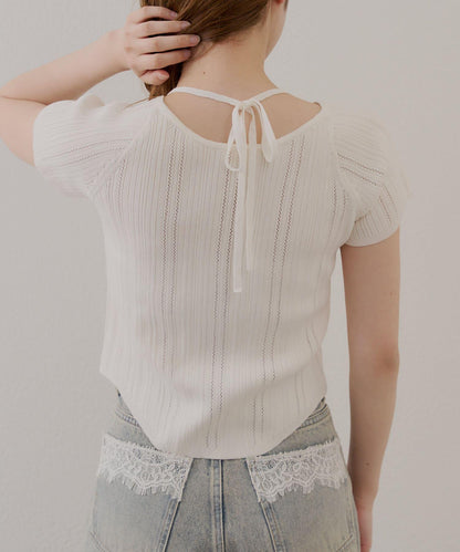 【Chico】鉤花設計開衫編織針織衫