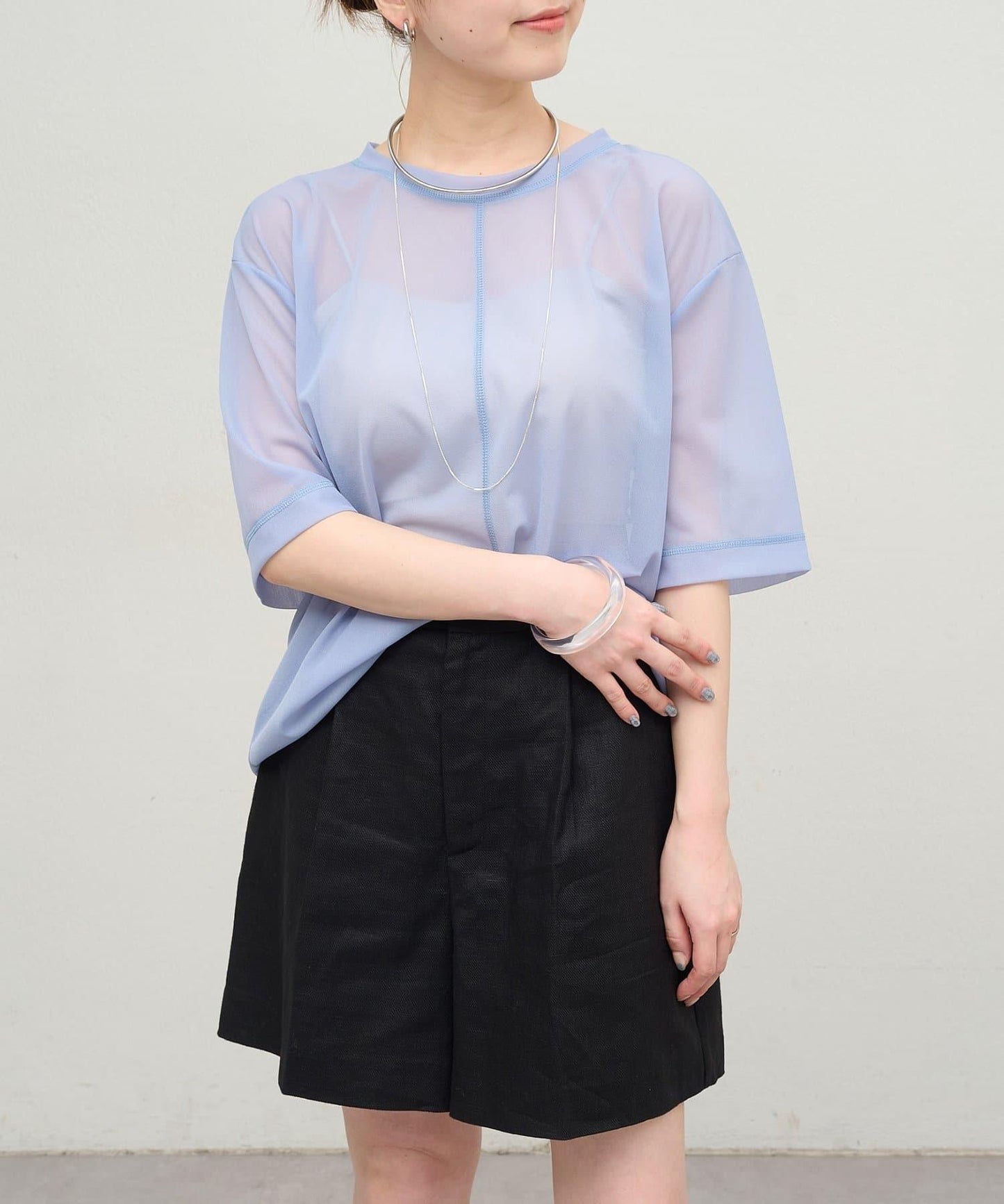 Omekashi 透膚剪裁套頭上衣