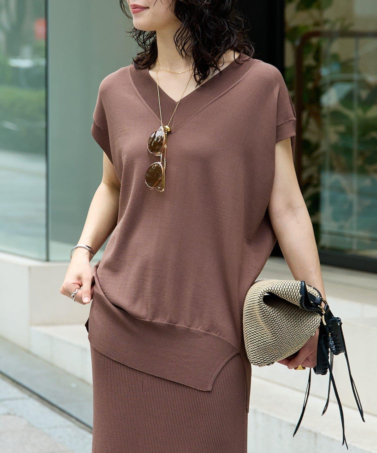 【套裝可搭配】人造絲混紡長款後開衫針織衫/7月中旬發貨預定