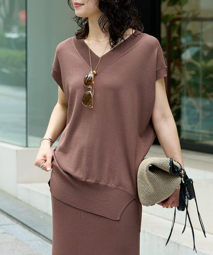 【套裝可搭配】人造絲混紡長款後開衫針織衫/7月中旬發貨預定