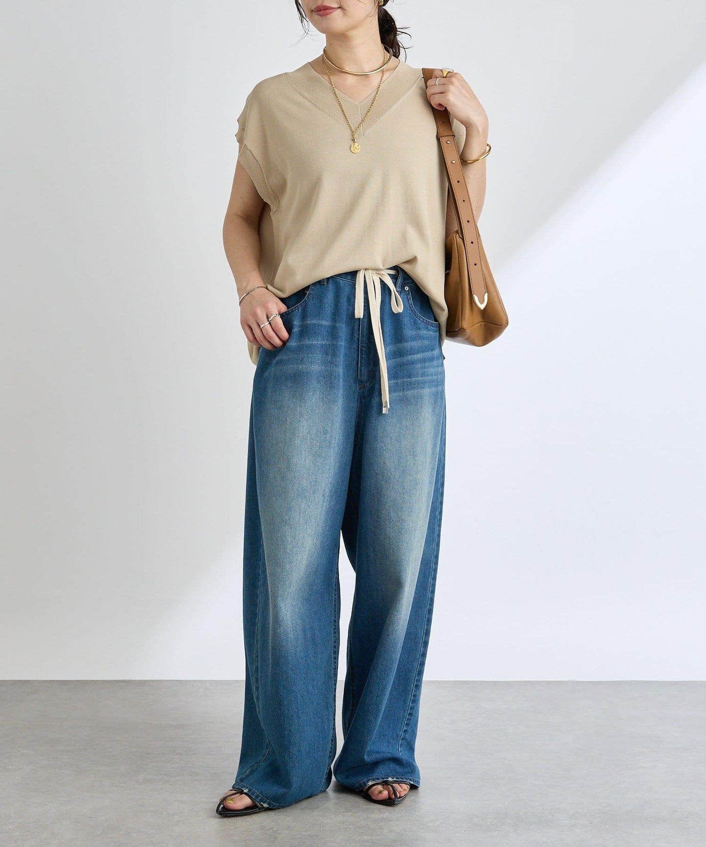 【套裝可搭配】人造絲混紡長款後開衫針織衫/7月中旬發貨預定