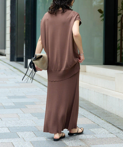 【套裝可搭配】人造絲混紡長款後開衫針織衫/7月中旬發貨預定