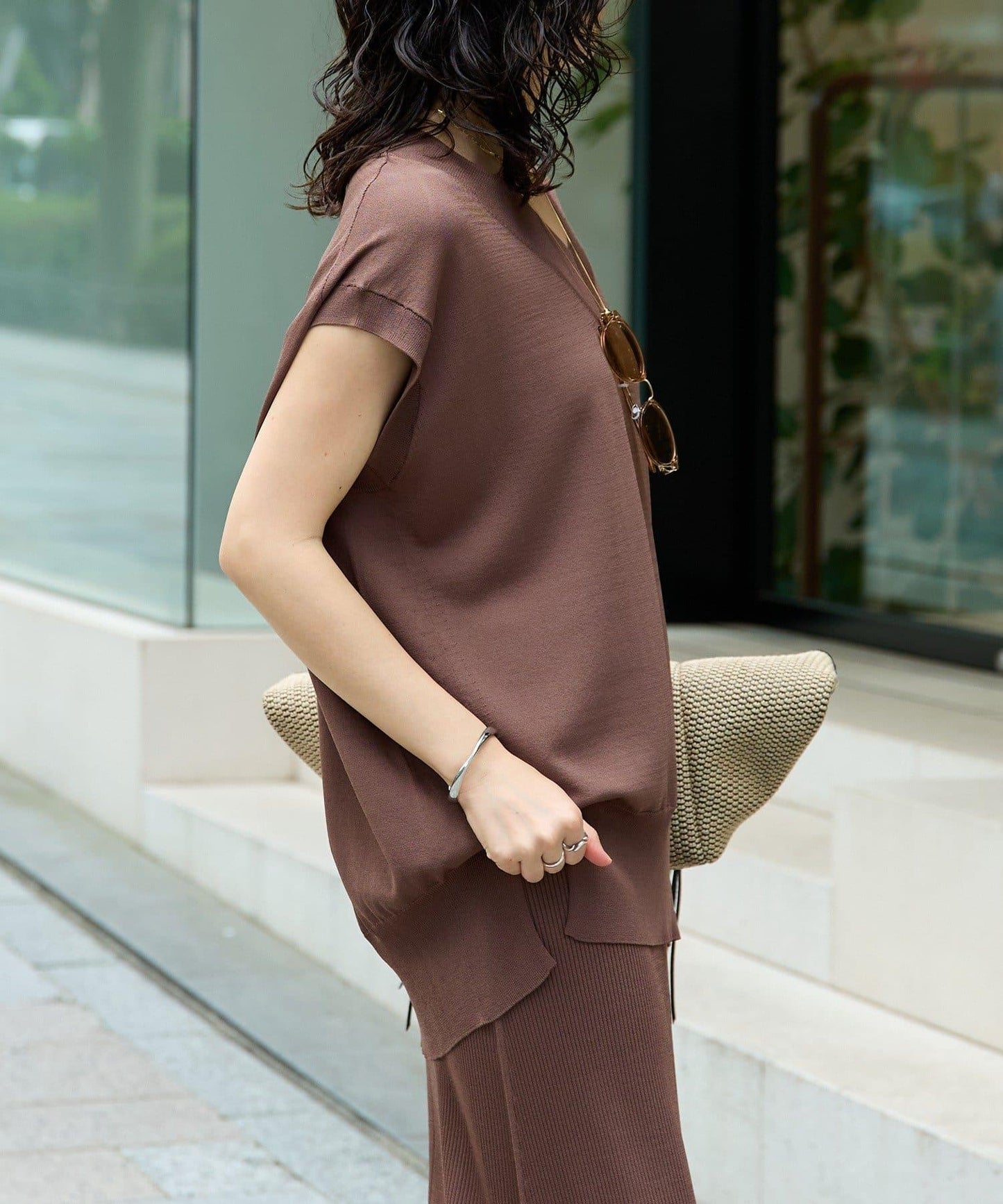 【套裝可搭配】人造絲混紡長款後開衫針織衫/7月中旬發貨預定