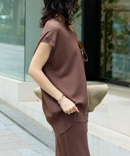 【套裝可搭配】人造絲混紡長款後開衫針織衫/7月中旬發貨預定