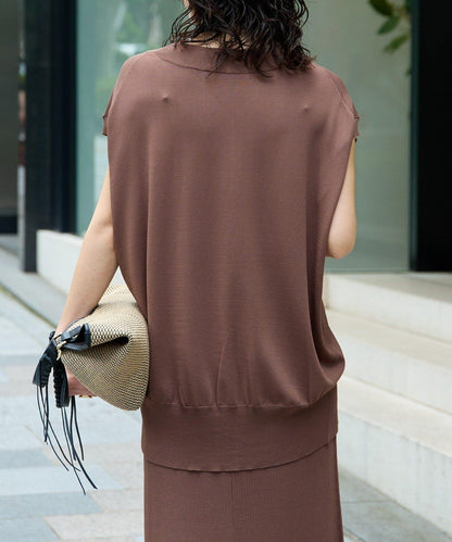 【套裝可搭配】人造絲混紡長款後開衫針織衫/7月中旬發貨預定