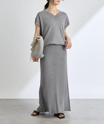 【套裝可搭配】人造絲混紡長款後開衫針織衫/7月中旬發貨預定