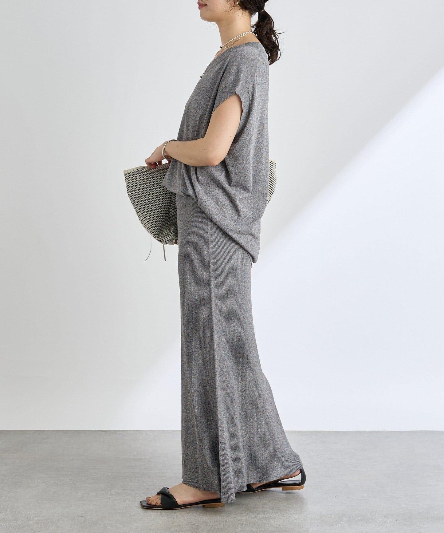 【套裝可搭配】人造絲混紡長款後開衫針織衫/7月中旬發貨預定