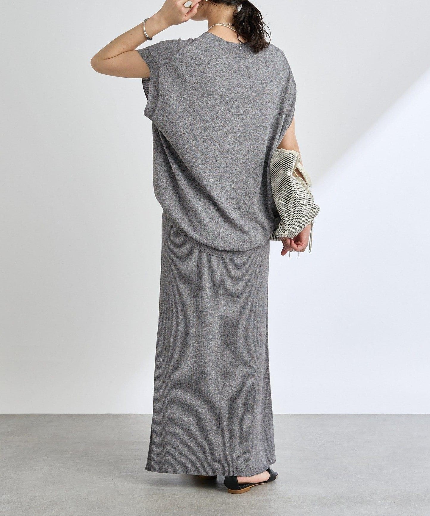 【套裝可搭配】人造絲混紡長款後開衫針織衫/7月中旬發貨預定