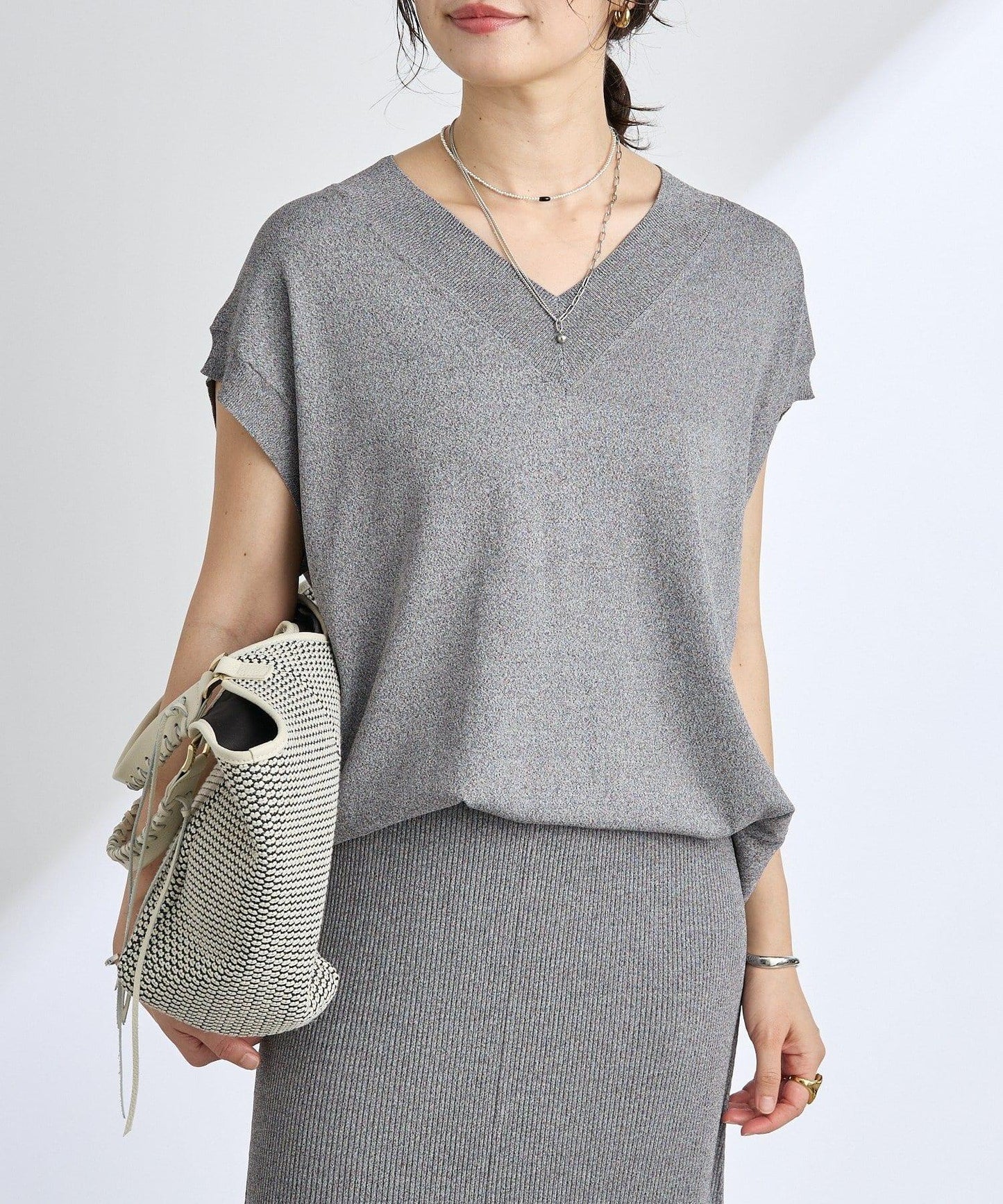 【套裝可搭配】人造絲混紡長款後開衫針織衫/7月中旬發貨預定