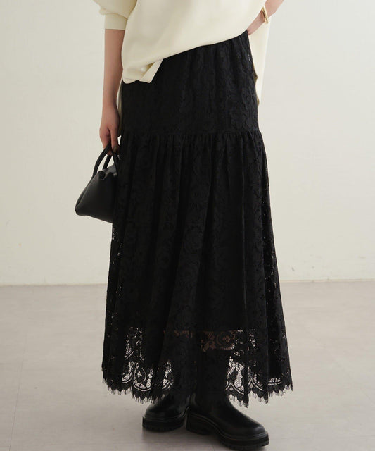 【Loungedress】復古風蕾絲半身裙