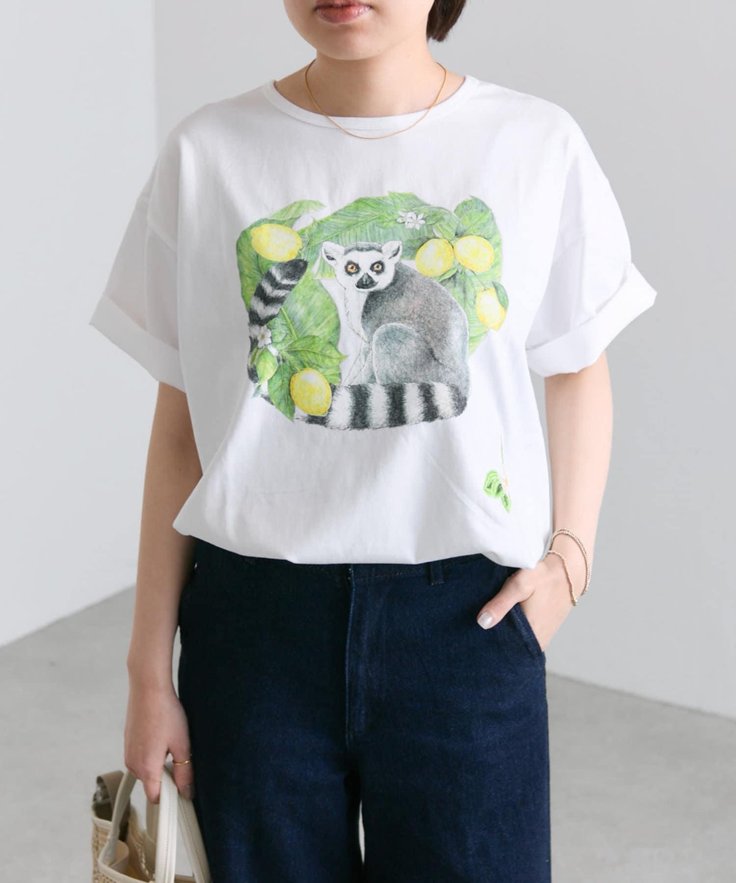 ear PAPILLONNER 環尾狐猴刺繡T恤