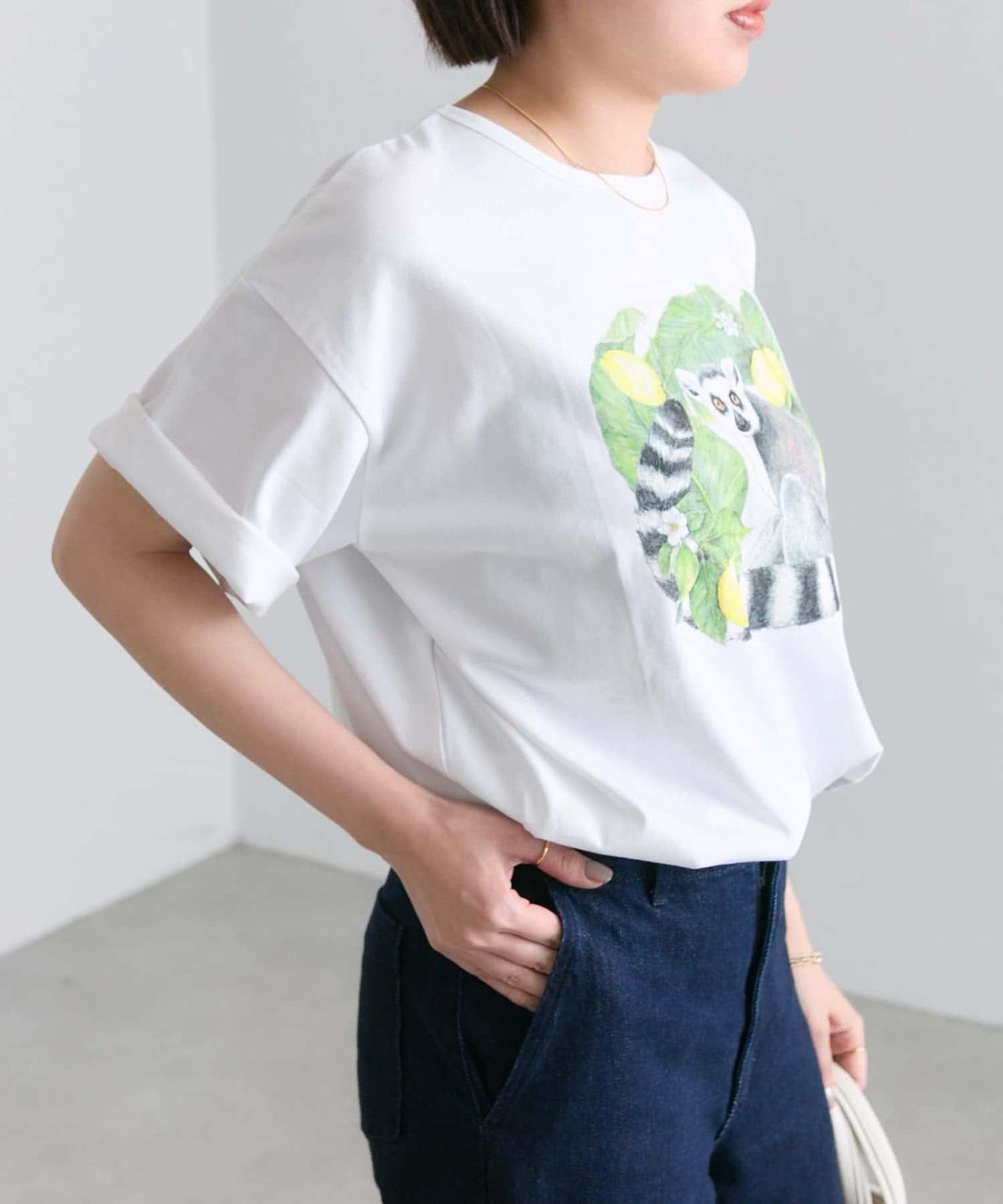 ear PAPILLONNER 環尾狐猴刺繡T恤