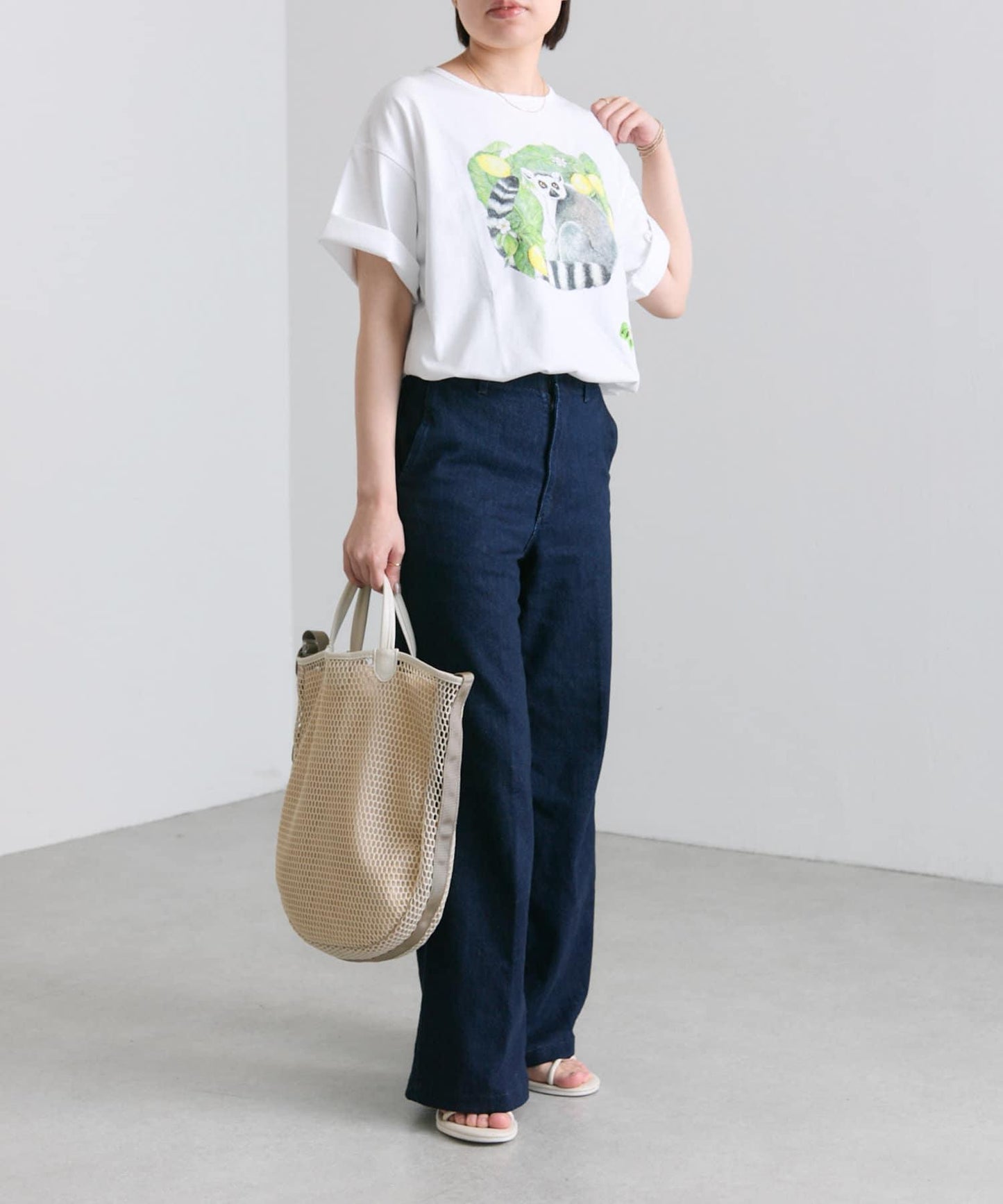 ear PAPILLONNER 環尾狐猴刺繡T恤