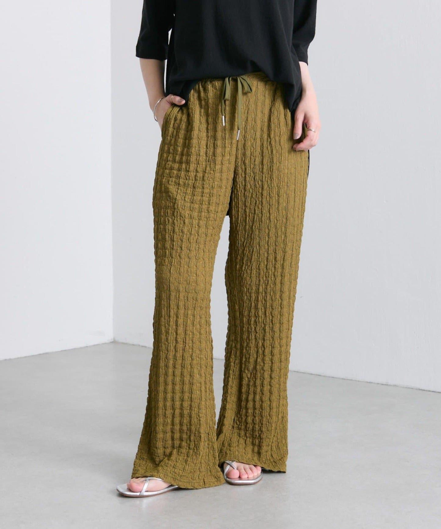 ear PAPILLONNER 波紋質感 喇叭版型 褲子